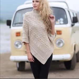 Inis Crafts Merino Wool Cable Knit Poncho